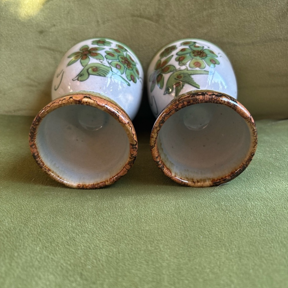 Vintage Ken Edwards Set Of 2 El Palomar Mexican Pottery Bird & Floral Egg Cups - Picture 7 of 9